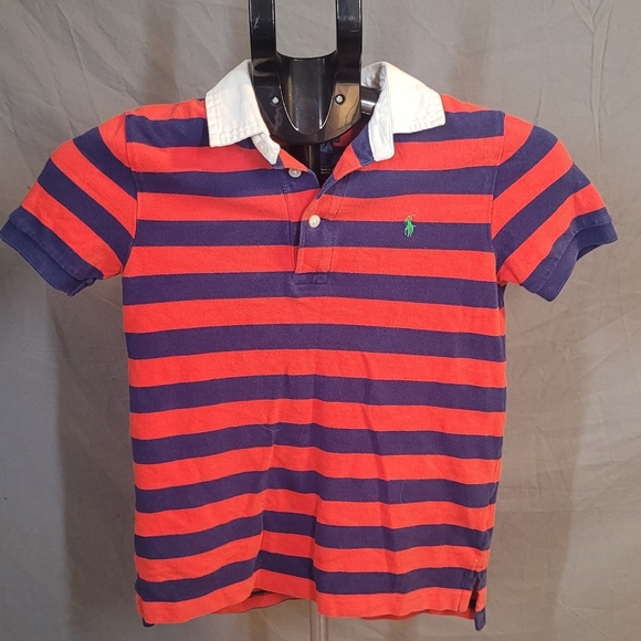 Kids' Ralph Lauren Striped Polo Shirt - Red and Blue - Picture 1 of 8